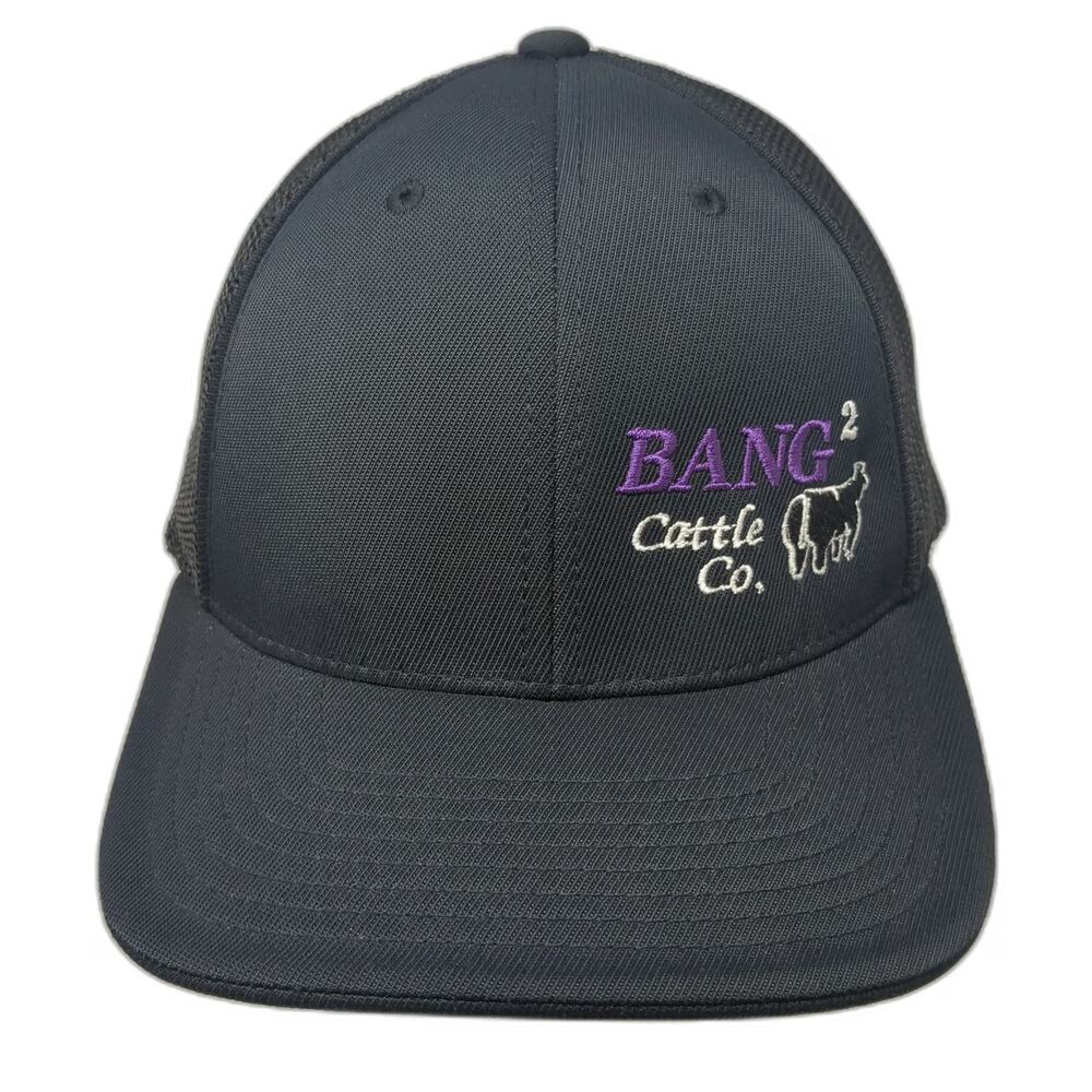 Pacific Headwear Baseball Cap Black 8 Bang 2 Cattle Co Mesh Back Fitted Hat